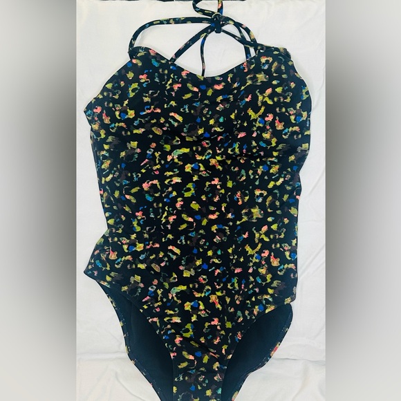 Athleta Black Multicolor Print One-Piece Swimsuit - Picture 5 of 6